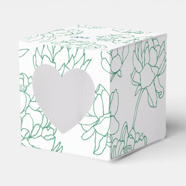 Caixinha De Lembrancinhas Casamento de Flores de Peônias Desenhadas em Mão V (Frente)