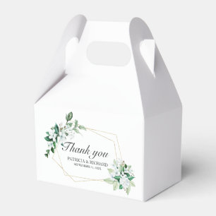 Caixinha De Lembrancinhas Casamento de Flores e Folhagens Geométricas