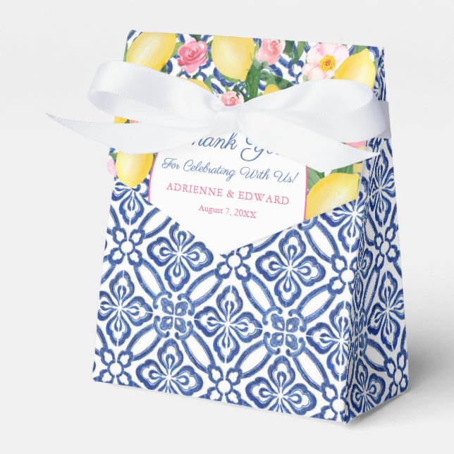 Caixinha De Lembrancinhas Casamento de Flores Rosa Dolce Vita Lemons (Frente)