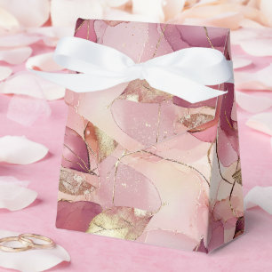 Caixinha De Lembrancinhas Casamento de Folhas Douradas e Rosa Esbranquiçadas