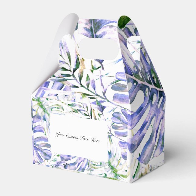 Caixinha De Lembrancinhas Casamento de Folhas Tropicais de Lilac Roxo (Frente)