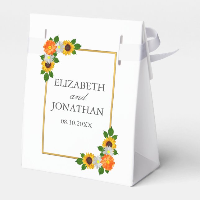 Caixinha De Lembrancinhas Casamento de Frame Dourado Floral (Verso)