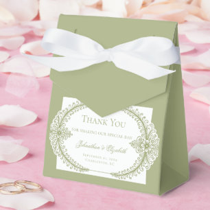 Caixinha De Lembrancinhas Casamento de Frame Flourish Francês Verde