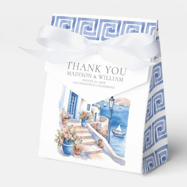 Caixinha De Lembrancinhas Casamento de Grécia Santorini Mínimo Personalizado (Frente)