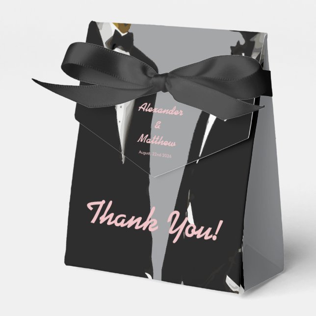 Caixinha De Lembrancinhas Casamento de Homens Gay Modernos Elegantes (Frente)