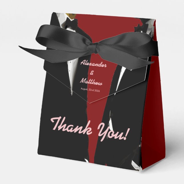 Caixinha De Lembrancinhas Casamento de Homens Gay Modernos Elegantes (Frente)