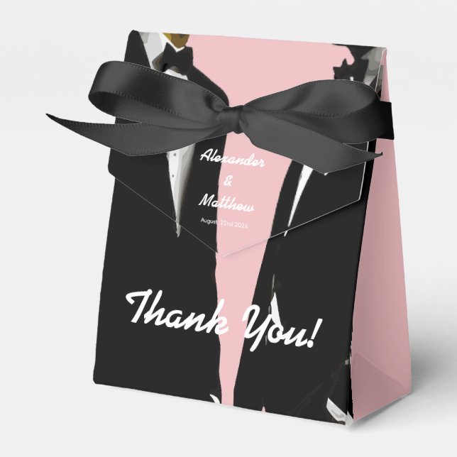 Caixinha De Lembrancinhas Casamento de Homens Gay Modernos Elegantes (Frente)