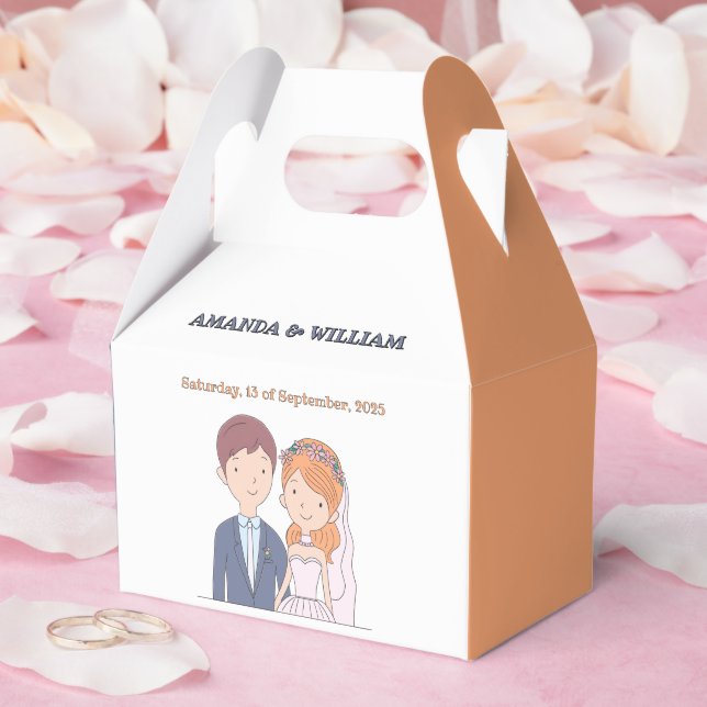Caixinha De Lembrancinhas Casamento de Ilustração Simples e De Cartoon-Iike (Casamento)