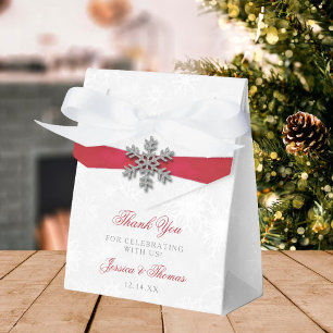 Caixinha De Lembrancinhas Casamento de Inverno com Floco de Neve de Diamante