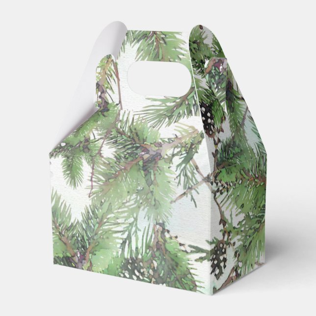 Caixinha De Lembrancinhas Casamento de Inverno Country Verde de Férias e Pin (Frente)