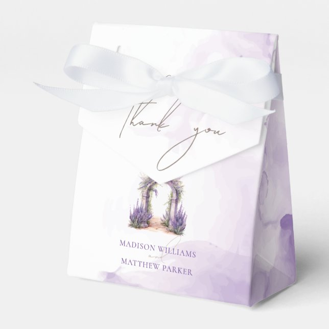 Caixinha De Lembrancinhas Casamento de Jardim de Lavanda de Aquarela Persona (Frente)
