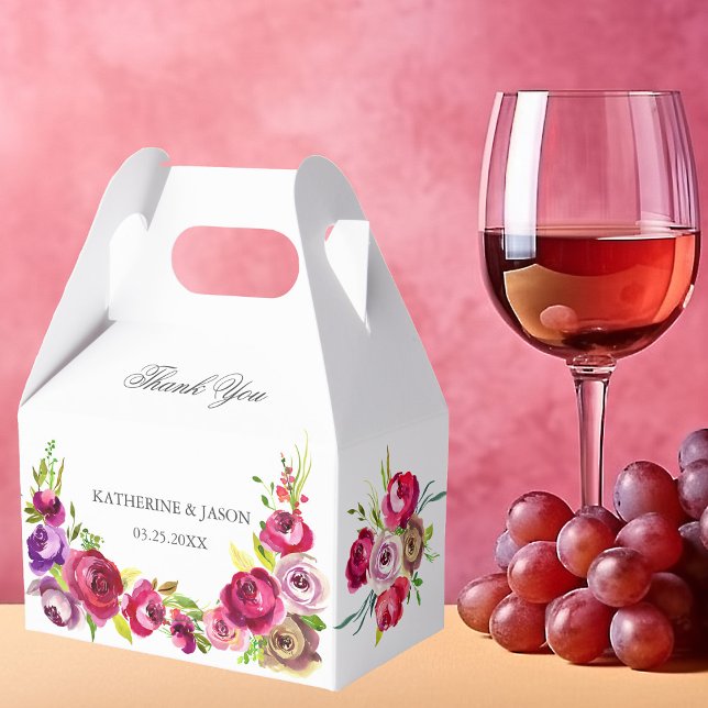 Caixinha De Lembrancinhas Casamento de Jardim Romântico Romântico Flor Fuchs (Criador carregado)