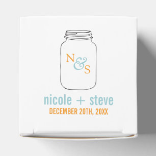 Caixinha De Lembrancinhas Casamento de Mint e Tangerine Mason Jar Monogramas