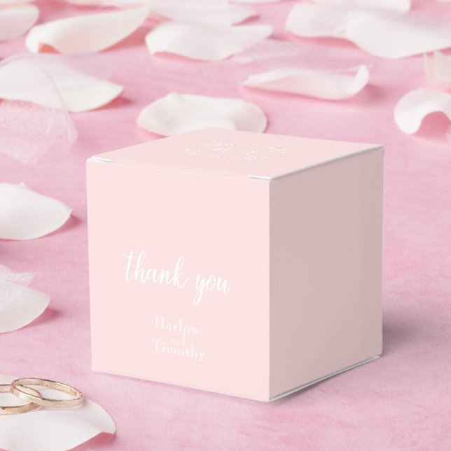Caixinha De Lembrancinhas Casamento de Monograma Branco Rosa-Rosa-Elegante (Elegant Calligraphy Pink White Monogram Wedding Favor Boxes)