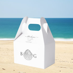 Caixinha De Lembrancinhas Casamento de Monograma de Clam Seashell Minimalist