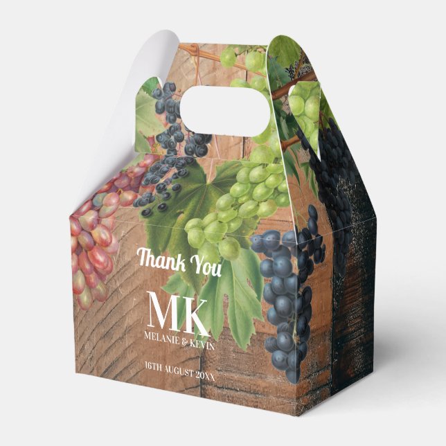 Caixinha De Lembrancinhas Casamento de Monograma de Videira Rústica com Made (Frente)