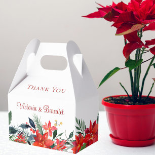 Caixinha De Lembrancinhas Casamento de Natal Floral da Poinsettia Vermelha E