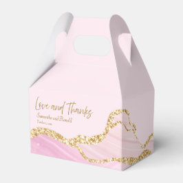 Caixinha De Lembrancinhas Casamento de Obrigados e Amor Rosa e Agato Dourado