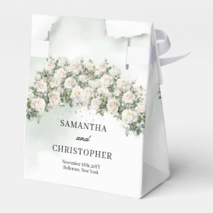 Caixinha De Lembrancinhas Casamento de ouro com rosas brancas etéreas