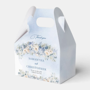 Caixinha De Lembrancinhas Casamento de ouro para rosas brancas e azuis