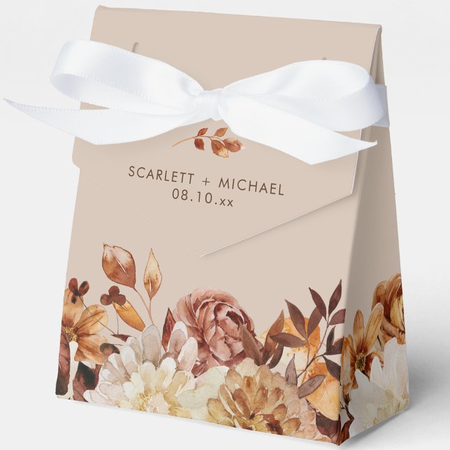Caixinha De Lembrancinhas Casamento de outono Elegante (Elegant Watercolor Autumn Floral Wedding Favor Boxes by Painted Paperie
)