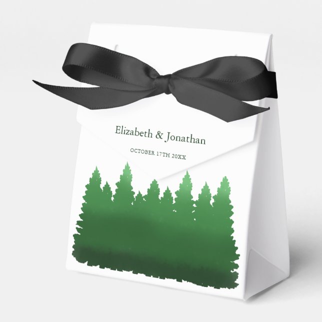 Caixinha De Lembrancinhas Casamento de Pinheiros de Madeira (Frente)