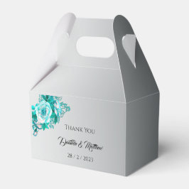 Caixinha De Lembrancinhas Casamento de Prata Elegante de Aqua Rosa