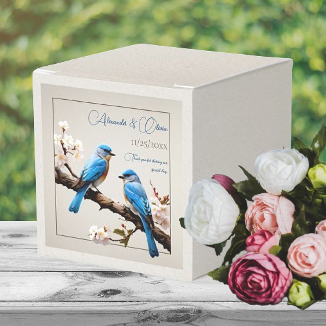 Caixinha De Lembrancinhas Casamento de primavera Bluebird (Spring Bluebirds Wedding Favor Box)