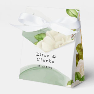 Caixinha De Lembrancinhas Casamento de Rosas de Aquarela Verde Elegante