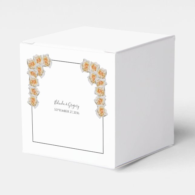Caixinha De Lembrancinhas Casamento de Rosas Laranja (Frente)