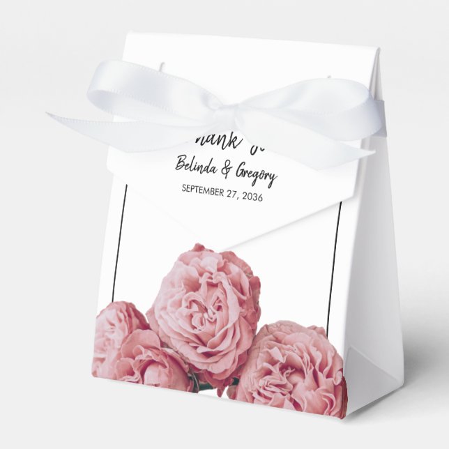 Caixinha De Lembrancinhas Casamento de Rosas Rosa Elegante (Frente)