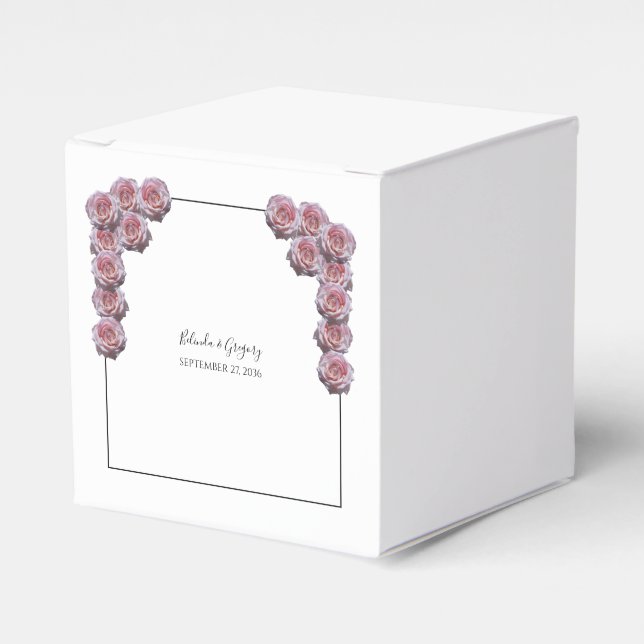 Caixinha De Lembrancinhas Casamento de Rosas rosas claro (Frente)