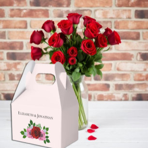 Caixinha De Lembrancinhas Casamento de Rosas Vermelhas e Rosa