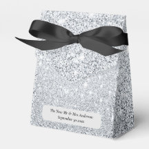 Casamento de Silver Glitter Recém-Casado Obrigado 