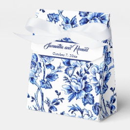 Caixinha De Lembrancinhas Casamento de Toile Floral Azul Personalizado