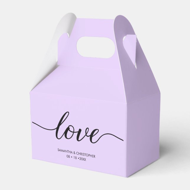 Caixinha De Lembrancinhas Casamento de TrepIpt com Amor Mínimo Roxo da Lavan (Frente)