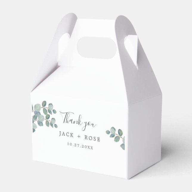 Caixinha De Lembrancinhas Casamento de Verão de Eucalyptus Greenery Rustic. (Frente)