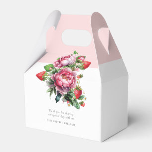 Caixinha De Lembrancinhas Casamento de Verão de Morango Elegante e Peonies
