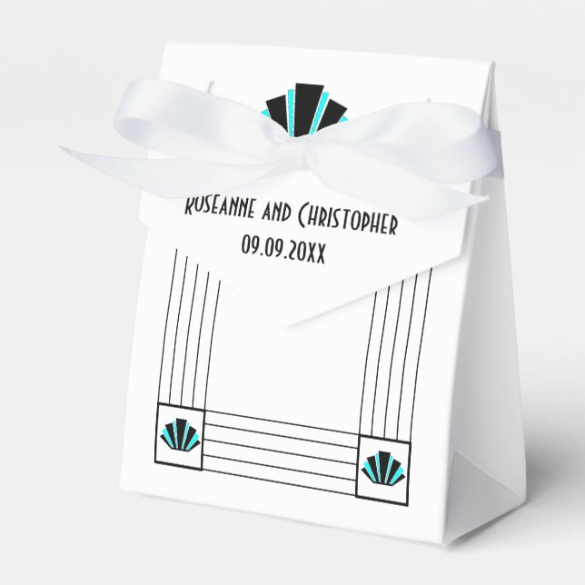 Caixinha De Lembrancinhas Casamento Design de Arte Azul (Frente)