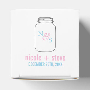 Caixinha De Lembrancinhas Casamento do Monograma de Mason Jar Rosa e Azul