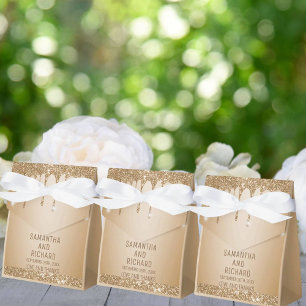 Caixinha De Lembrancinhas Casamento Dourado com Champagne Beige