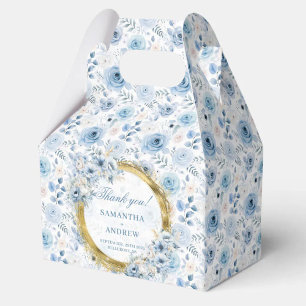 Caixinha De Lembrancinhas Casamento Dourado com Pastel Azul, Boêmia Romântic