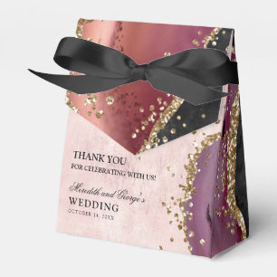Caixinha De Lembrancinhas Casamento Dourado de Agata de Mármore com Glitter