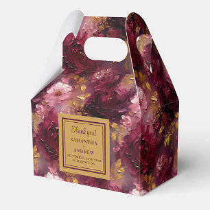 Caixinha De Lembrancinhas Casamento Dourado de Aquarela Romântica Blush Burg