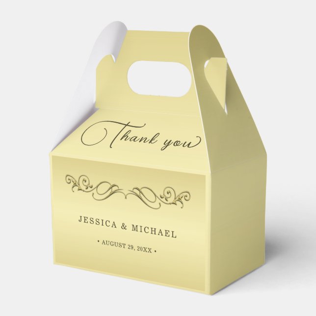 Caixinha De Lembrancinhas Casamento Dourado de luxo elegante (Frente)