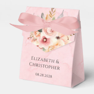 Caixinha De Lembrancinhas Casamento Dourado e cor-de-rosa com Florais Chic