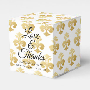 Caixinha De Lembrancinhas Casamento Dourado Fleur De Lis Personalizado