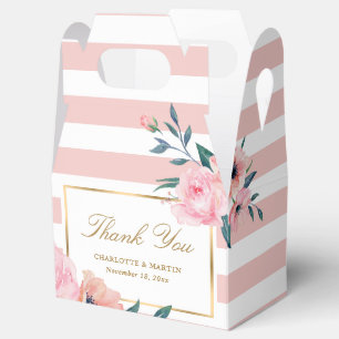 Caixinha De Lembrancinhas Casamento Dourado Floral Rosa-Blush Elegante