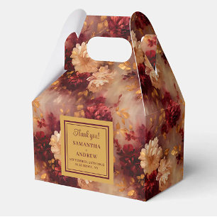 Caixinha De Lembrancinhas Casamento Dourado Romântico Blush Burgundy - Obrig