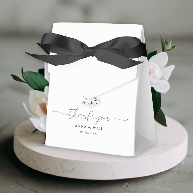 Caixinha De Lembrancinhas Casamento elegante de Arte Negra Clássica Magnolia (Floral Wedding Favor Box Classic Magnolia Black White Elegant Modern Simple Bohemian)